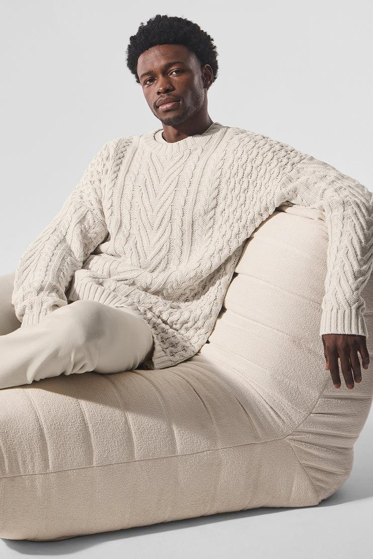 Cable Knit Crew Neck Sweater - Bone Product Image