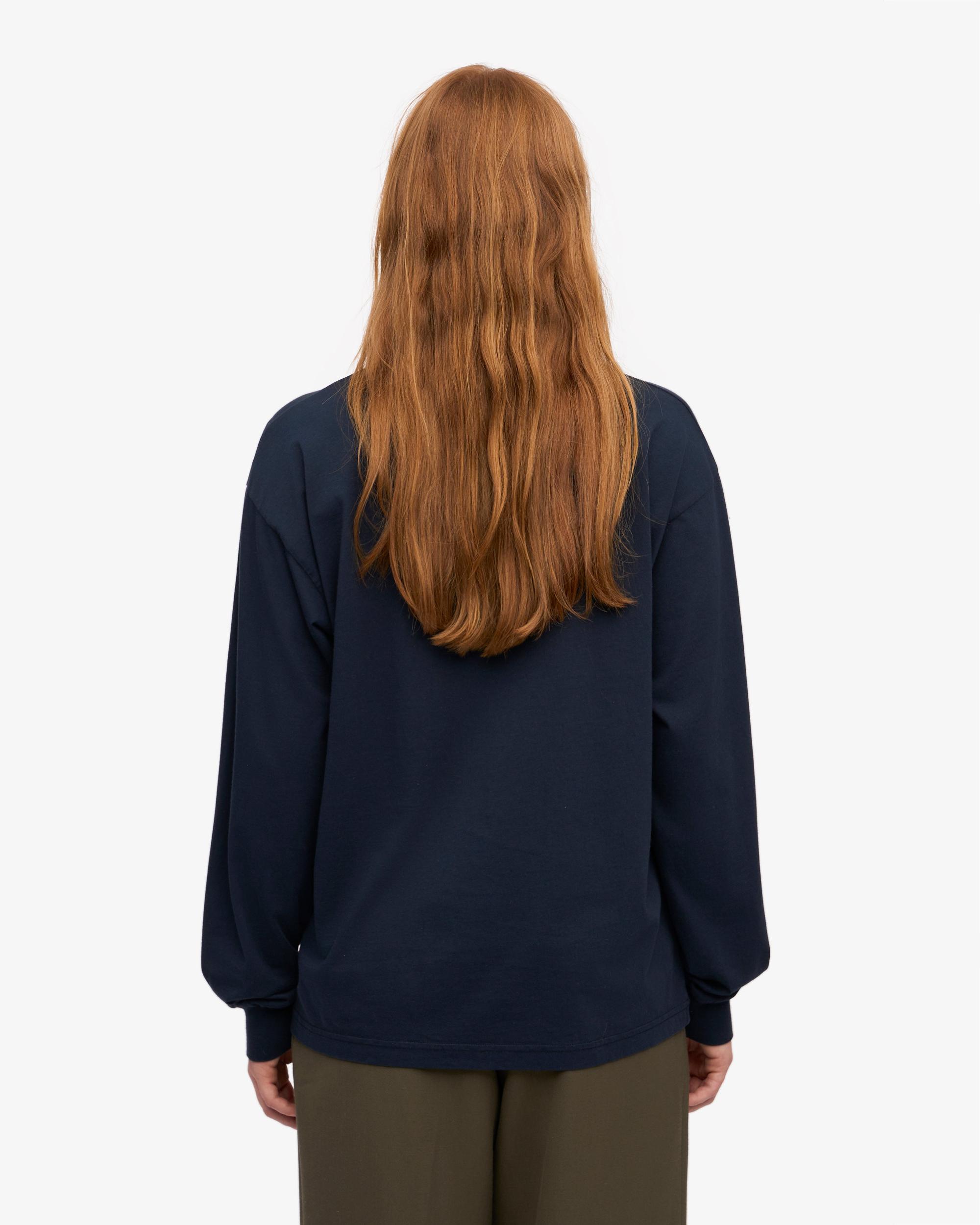 Oversized Organic LS T-Shirt - Navy Blue Product Image