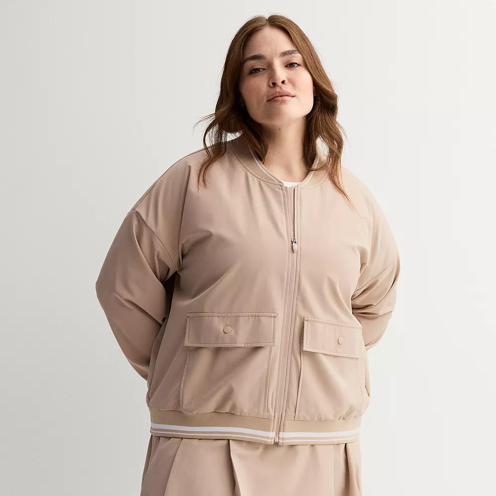 Women's Tek Gear® Tipped Woven Bomber Jacket, Size: 3XL, Brown Freeze Product Image