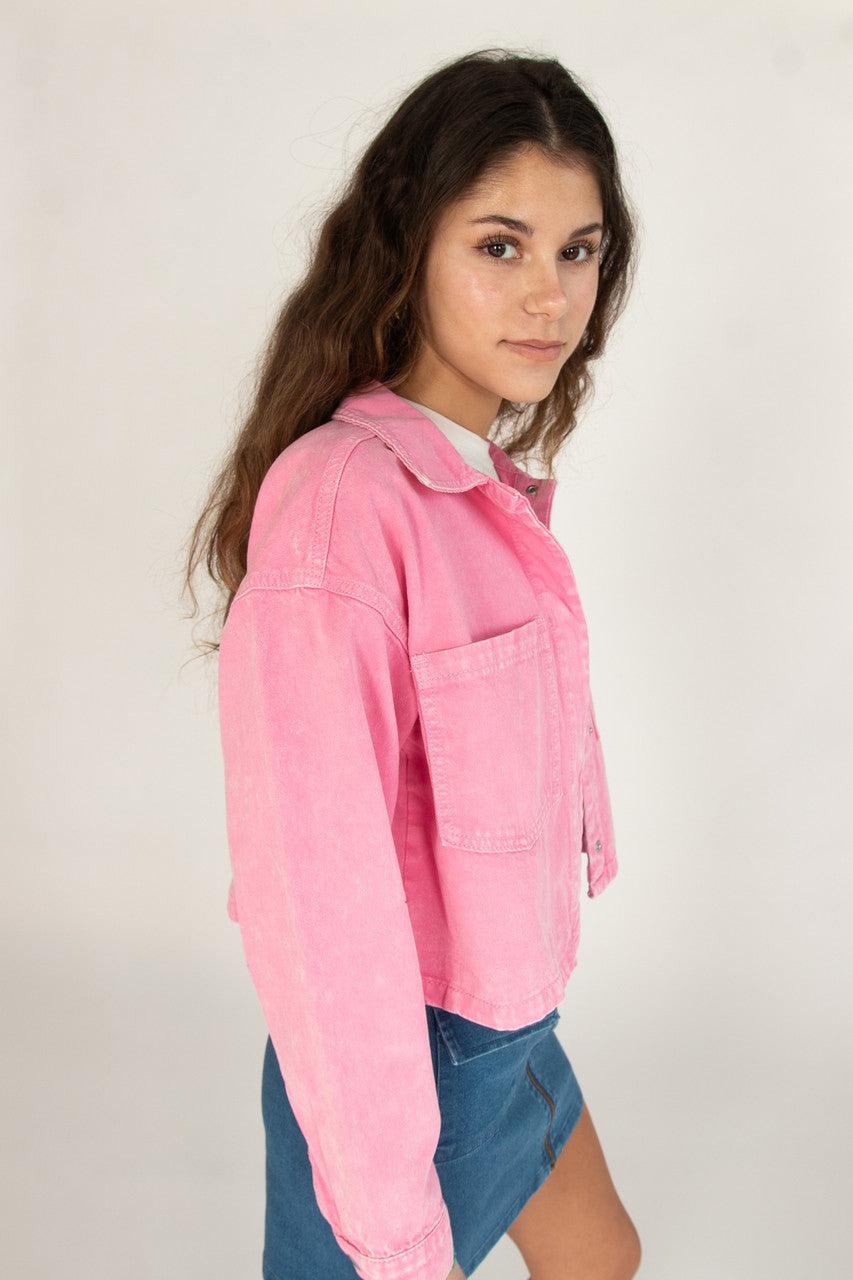 Cropped Denim Overshirt Product Image