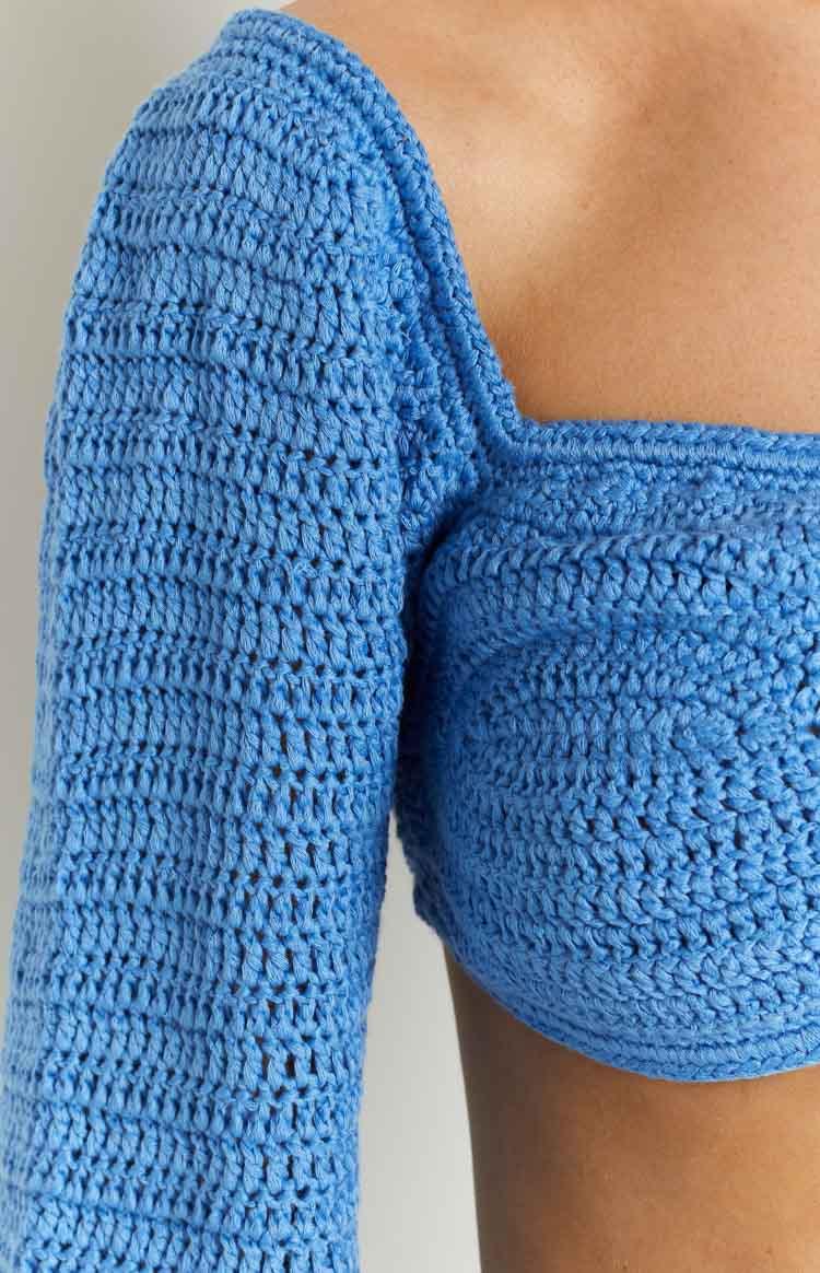 Brooklyn Blue Knit Crop Top Product Image
