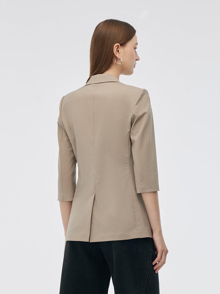 Machine Washable Wool Blend Women One Button Blazer Product Image