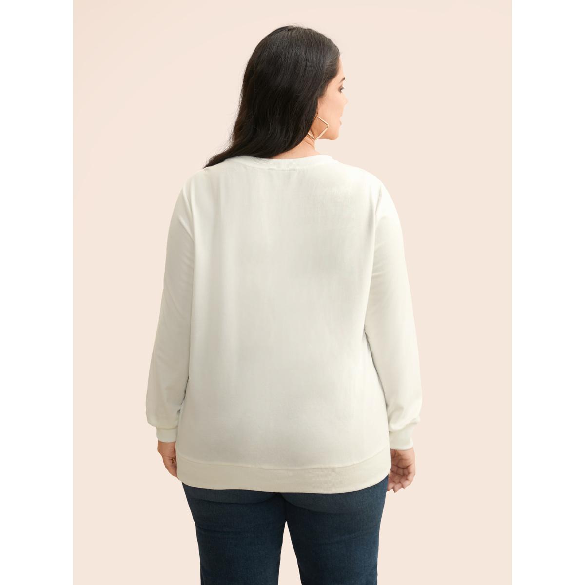 Plus Size Lobster Pattern Round Neck Sweatshirt Women Originalwhite Casual Patchwork Round Neck Everyday Sweatshirts BloomChic 14-16/1X Product Image