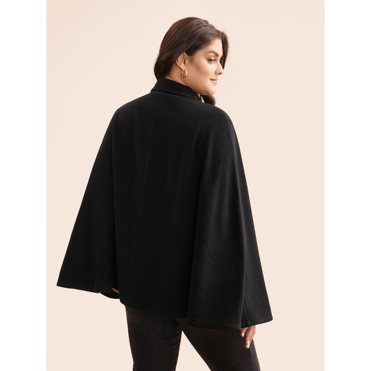Plus Size Double Breasted Cloak Sleeve Cape Overcoat Women Black Button Loose Everyday Jackets BloomChic 18-20/2X Product Image