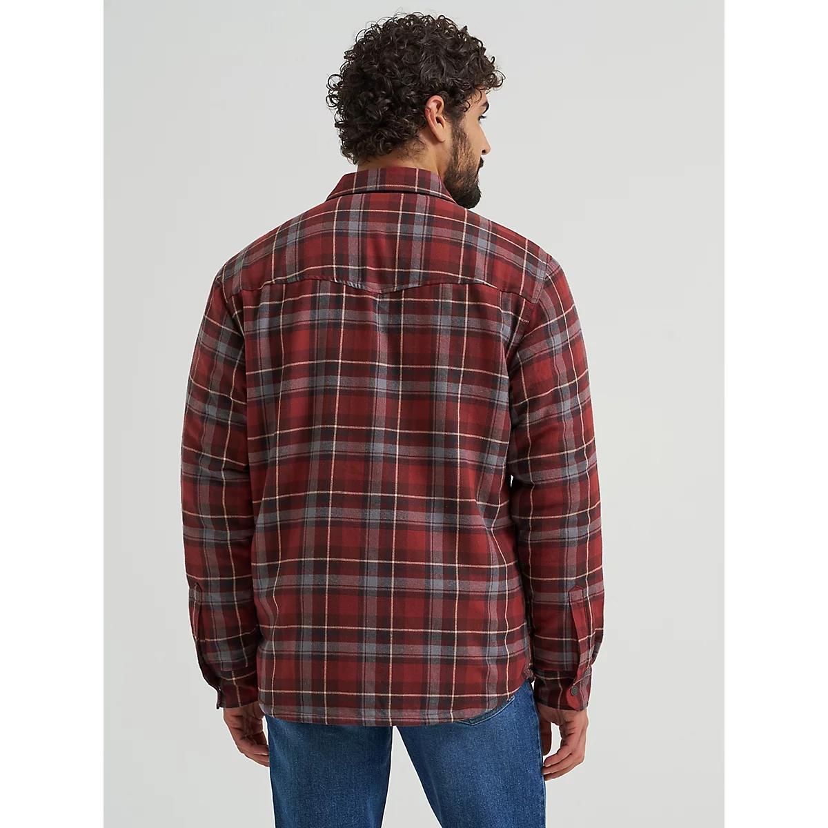 Men's Heavyweight Sherpa Lined Plaid Shirt Jacket in Bitter Chocolate Product Image