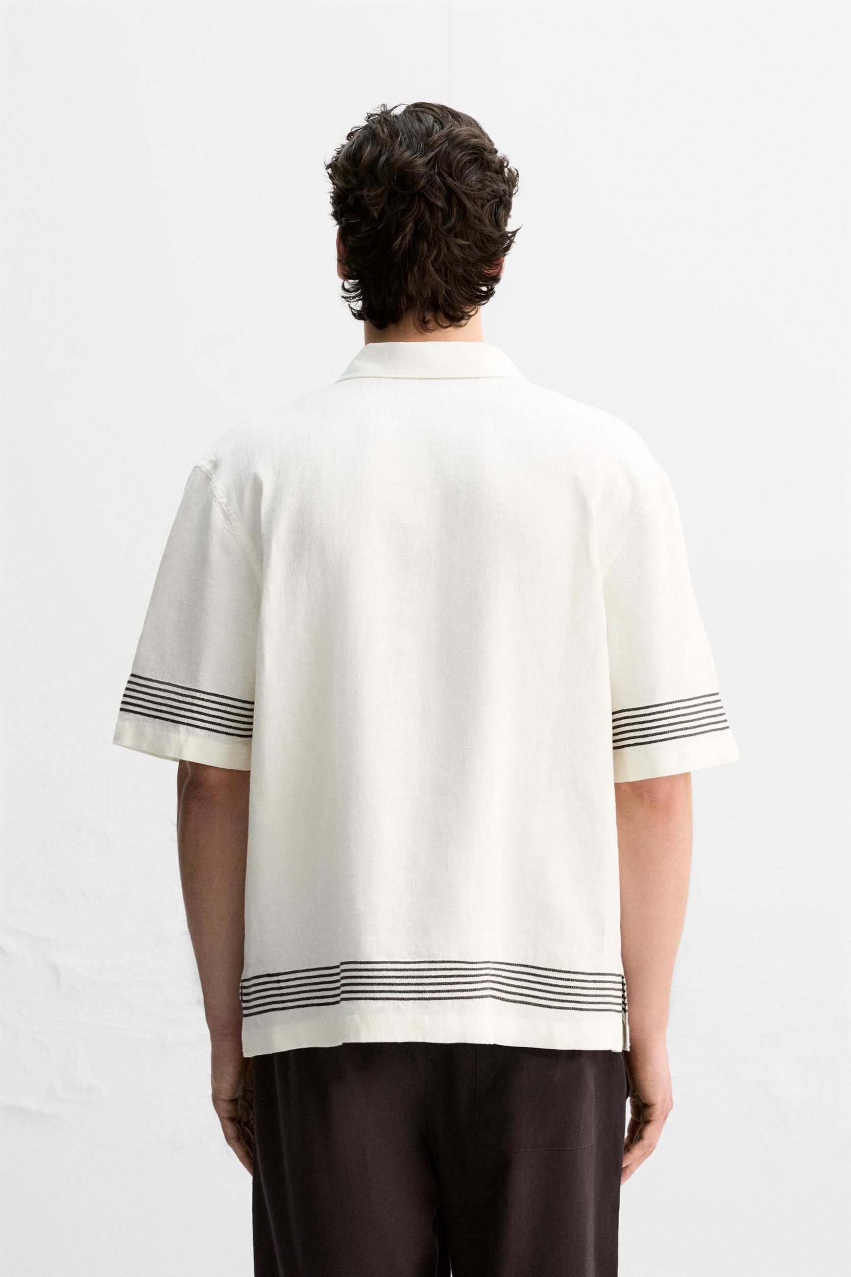 100% LINEN STRIPE SHIRT Product Image