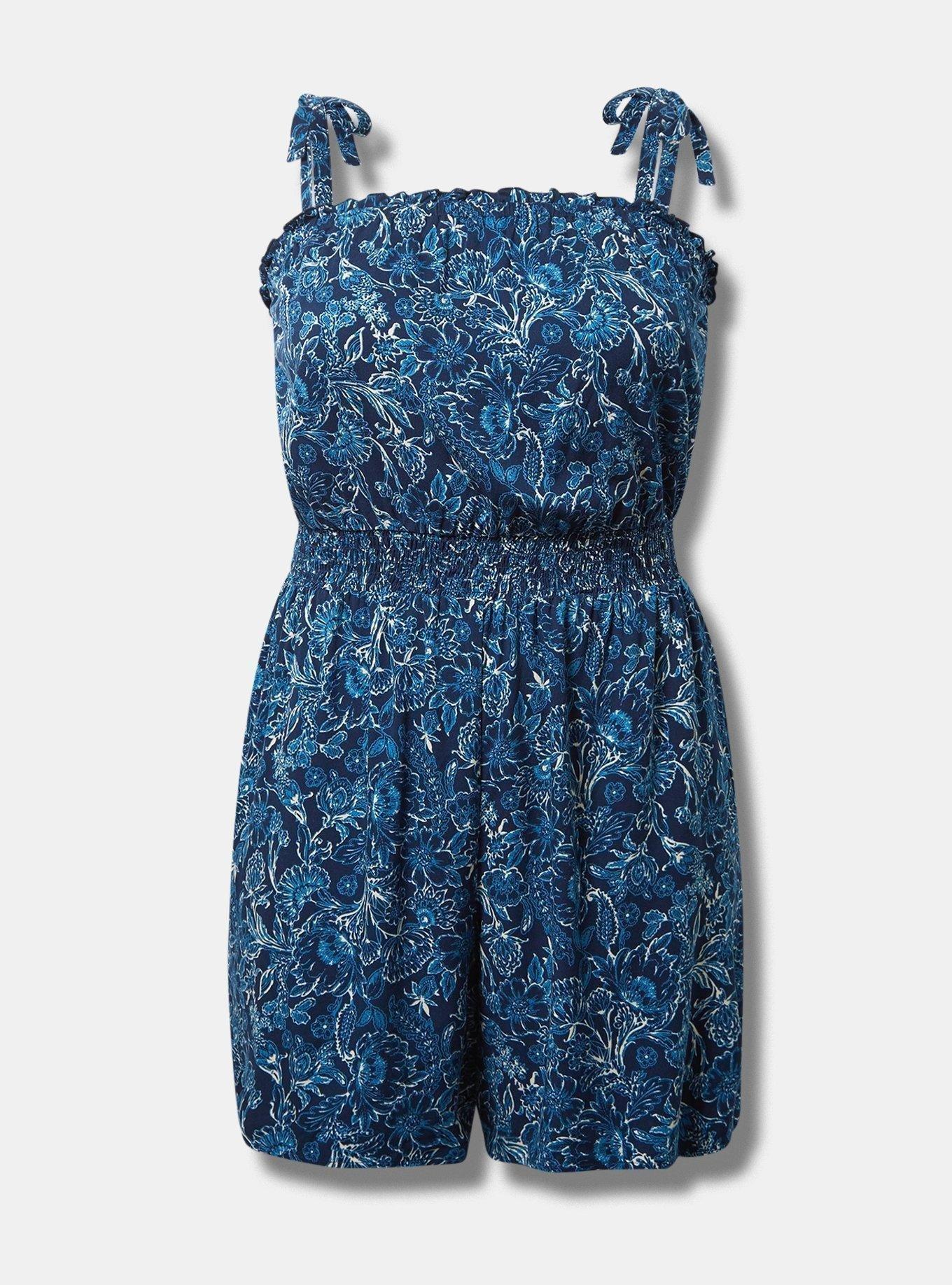 Stretch Challis Tie Strap Romper Product Image