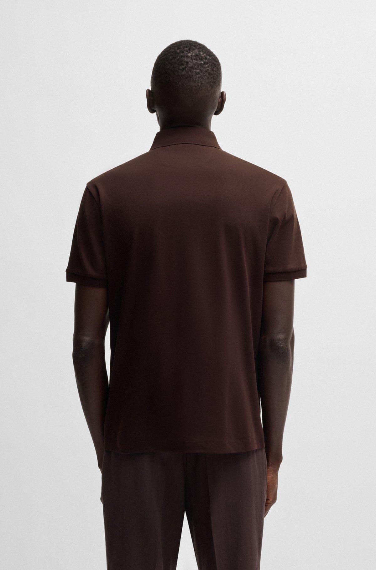 BOSS - Regular-fit polo shirt in mercerized cotton - Dark Brown Product Image