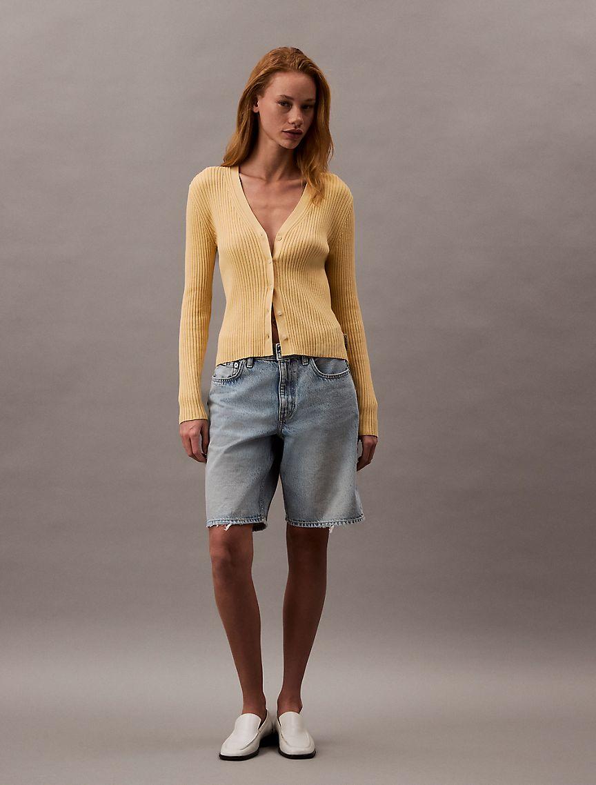 Smooth Cotton Rib Sweater Cardigan Product Image