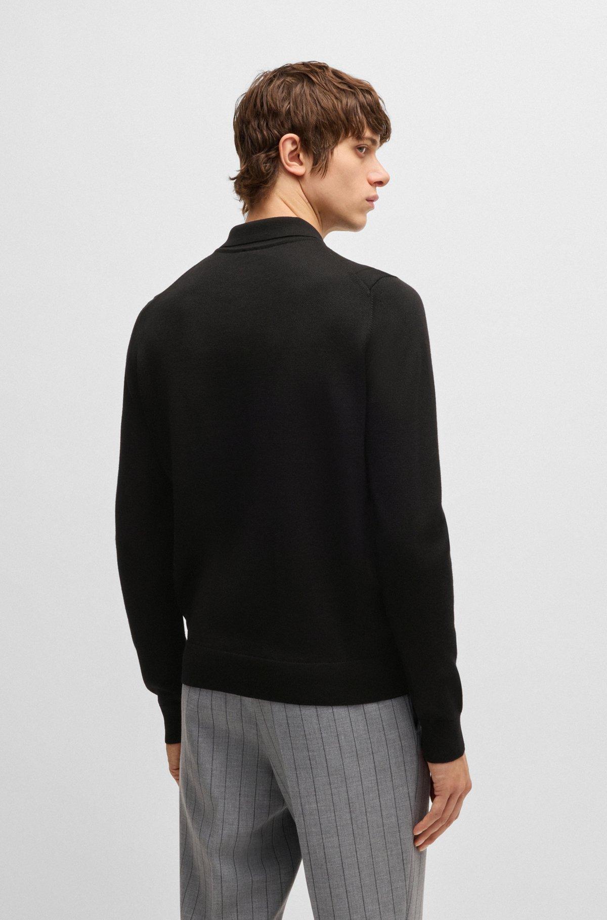 Wool polo sweater with knitted stripes Product Image