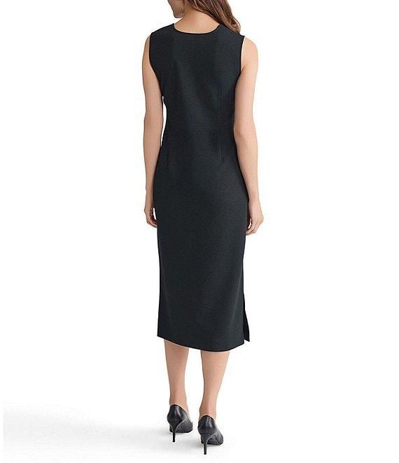 Ming Wang Stretch Deco Crepe Scoop Neck Sleeveless Midi Dress Product Image