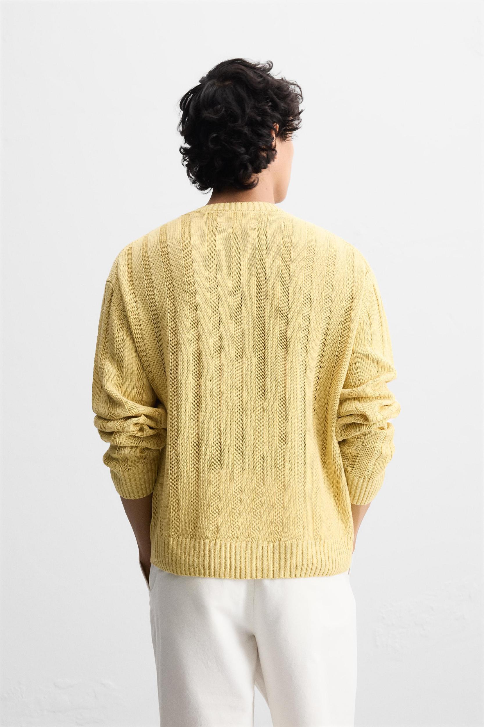 100% LINEN RIBBED SWEATER Product Image