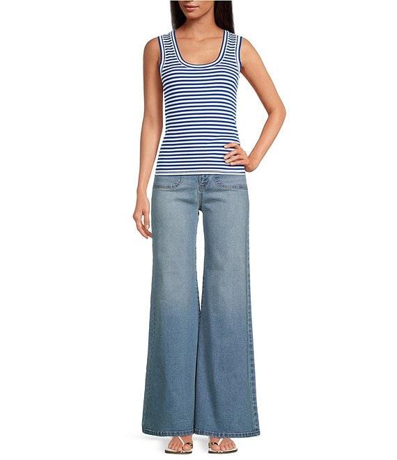 A Loves A Stripe Ribbed Knit Scoop Neck Sleeveless Tank Product Image