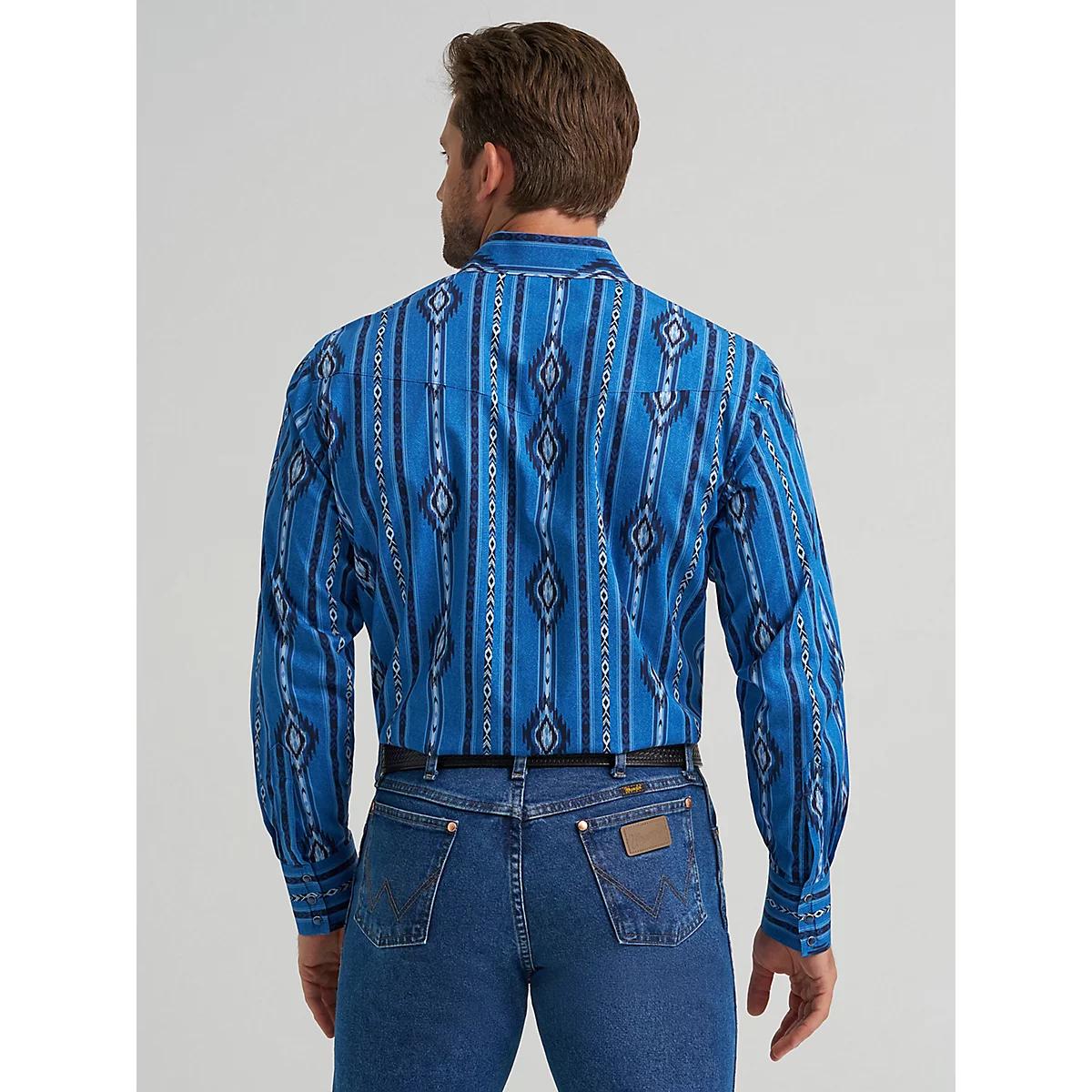 Men's Checotah® Long Sleeve Western Snap Printed Shirt in Blue Darkly Product Image