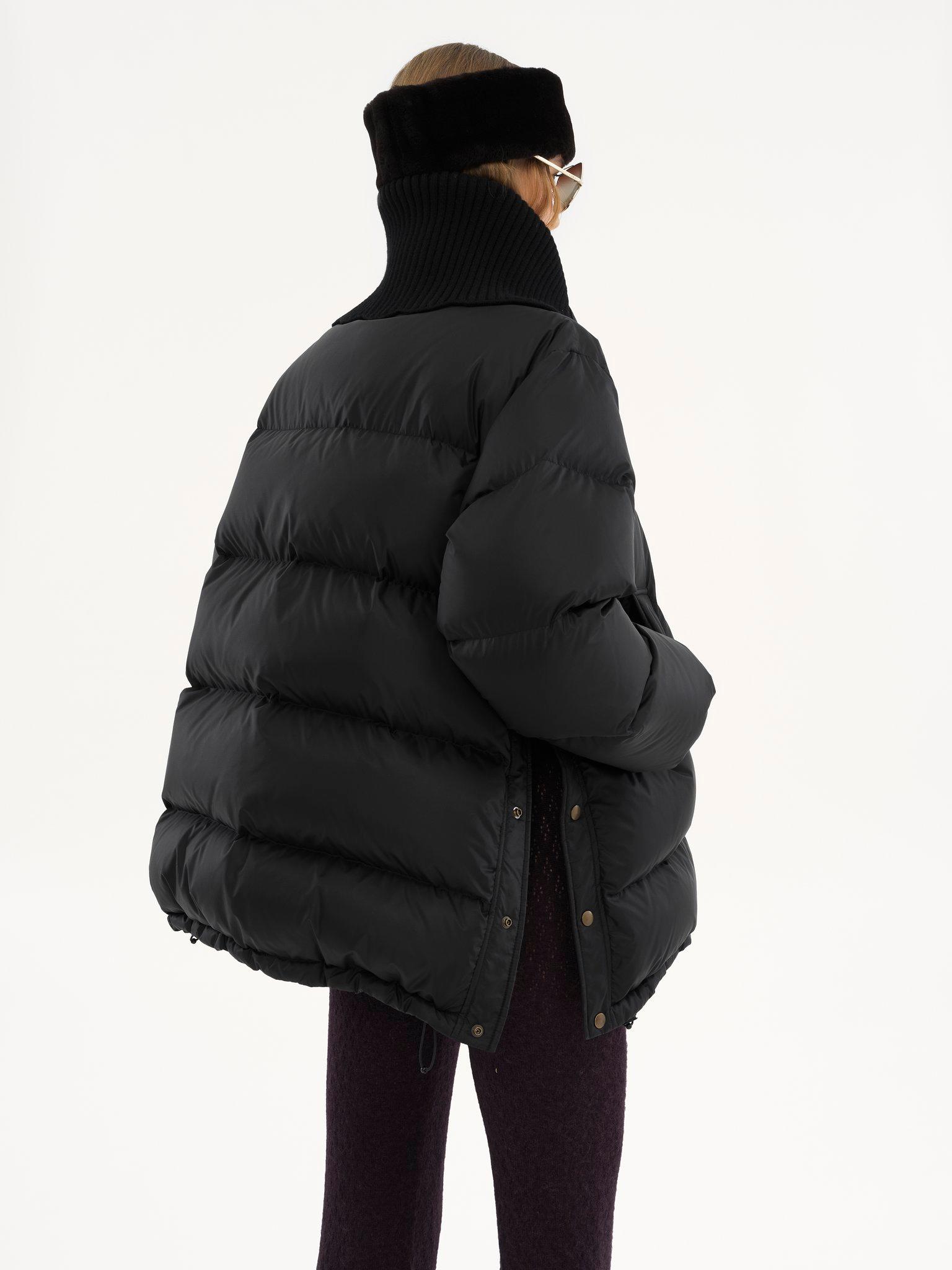 High-neck puffer jacket in shiny nylon Product Image