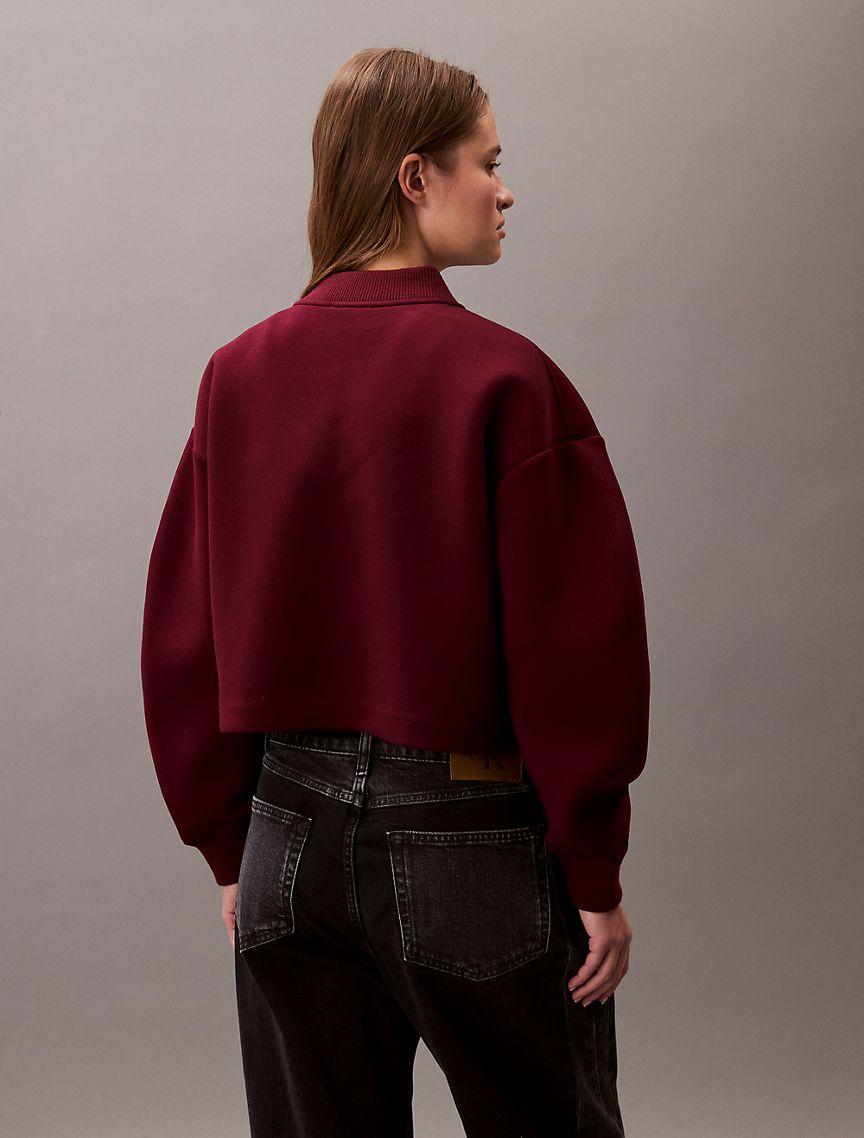 Calvin Klein Womens Smooth Cropped Relaxed Bomber Jacket - Red Product Image