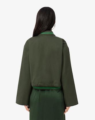 Oversized Polo Collar Twill Jacket Product Image
