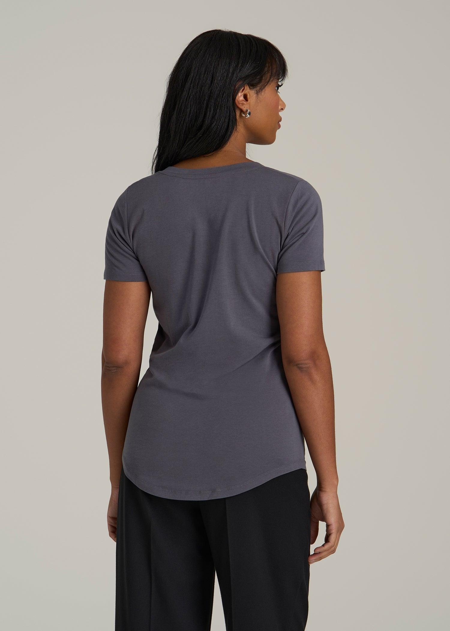 Scoop V-Neck Tee for Tall Women in Charcoal Female Product Image