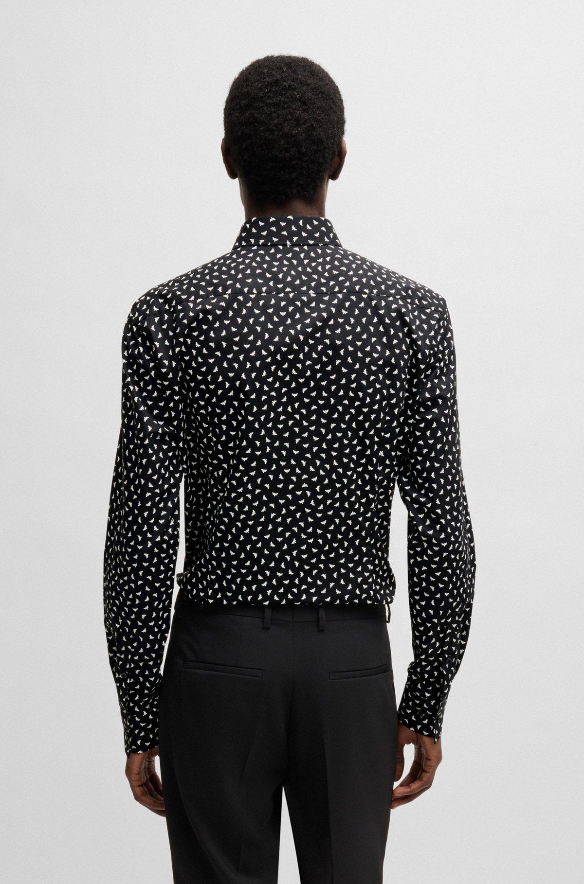 Slim-fit shirt in printed cotton poplin Product Image