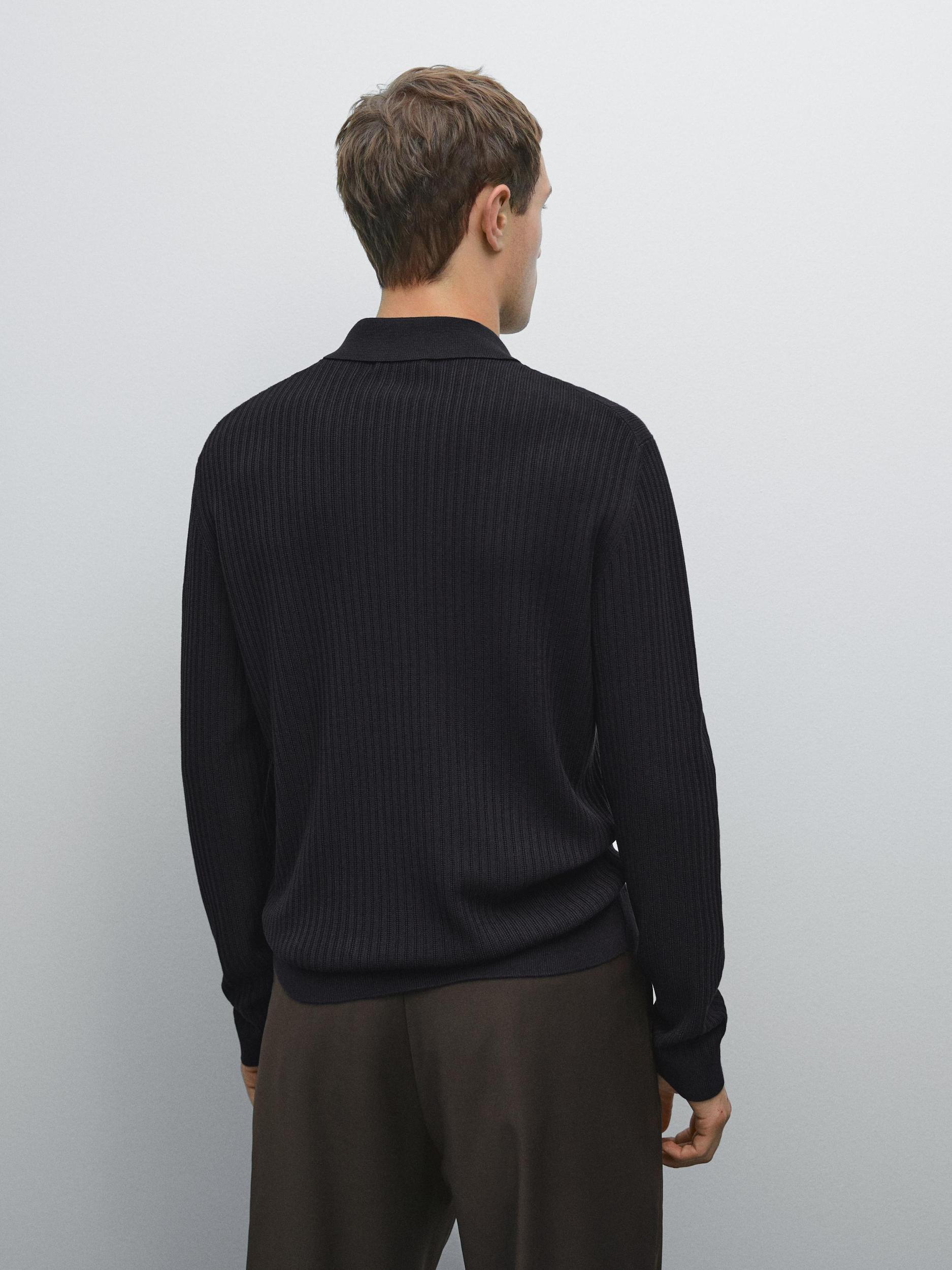 Cotton blend knit polo sweater Product Image