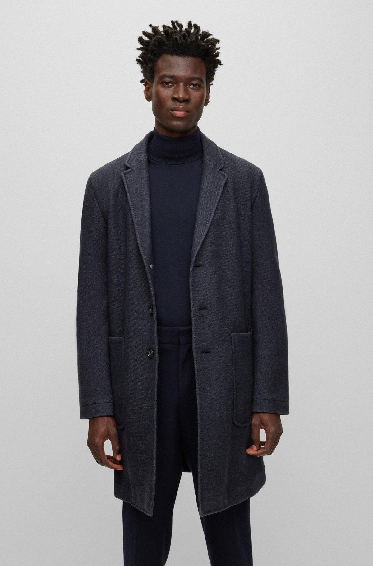 Slim-fit coat in a micro-patterned wool blend Product Image