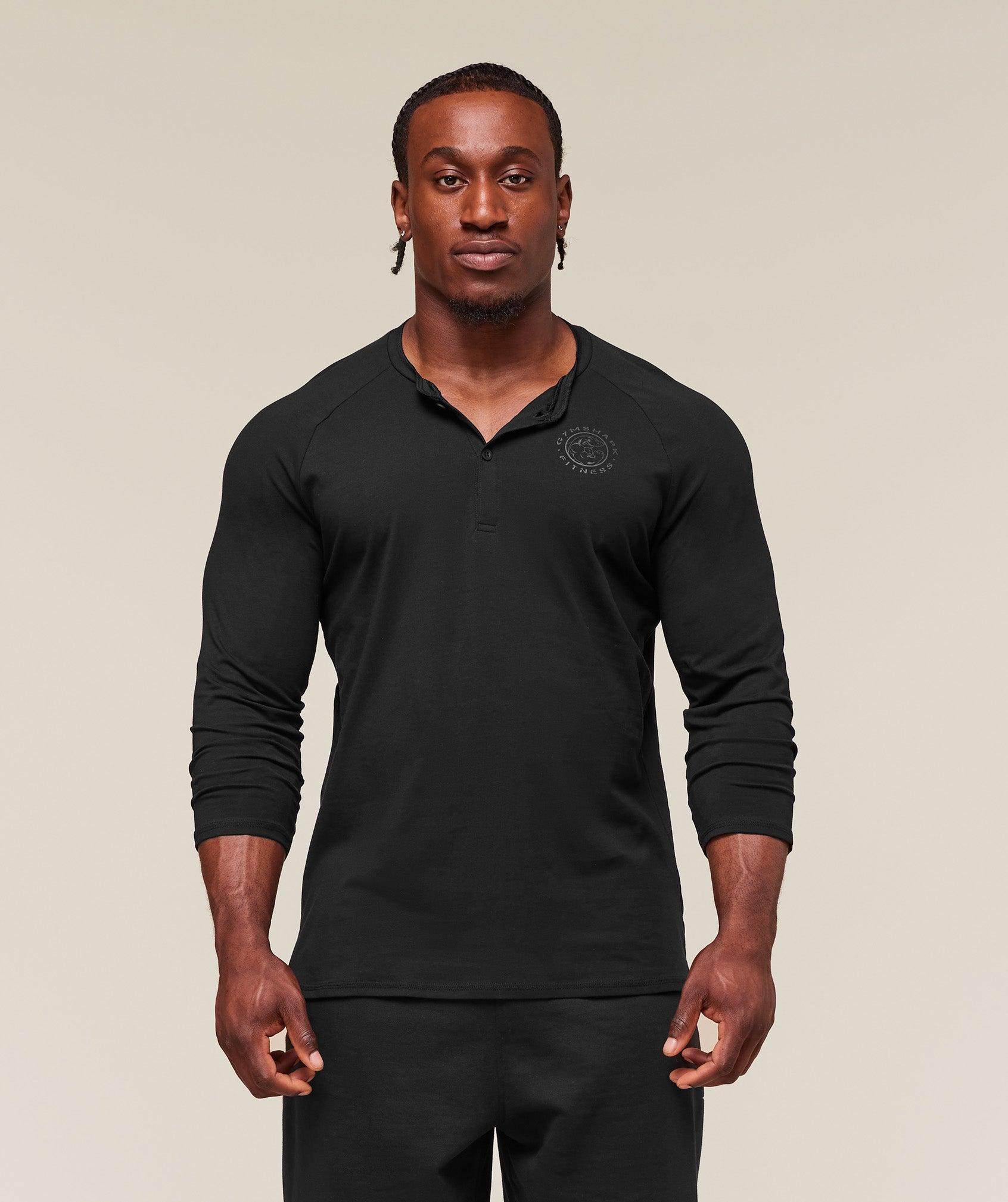 Gymshark Legacy Henley - Black Male Product Image