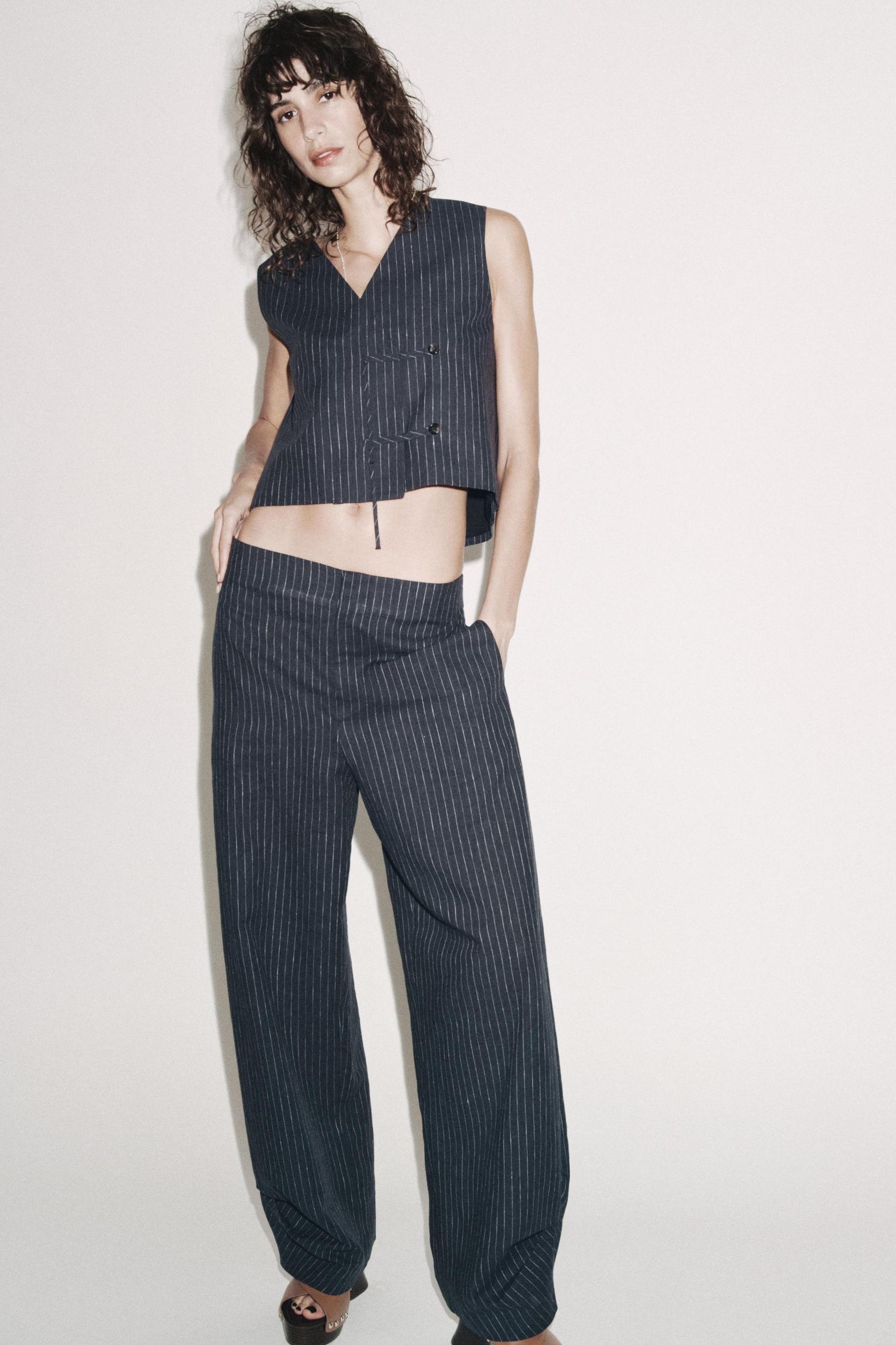 ZW COLLECTION STRIPED LINEN BALLOON PANTS Product Image