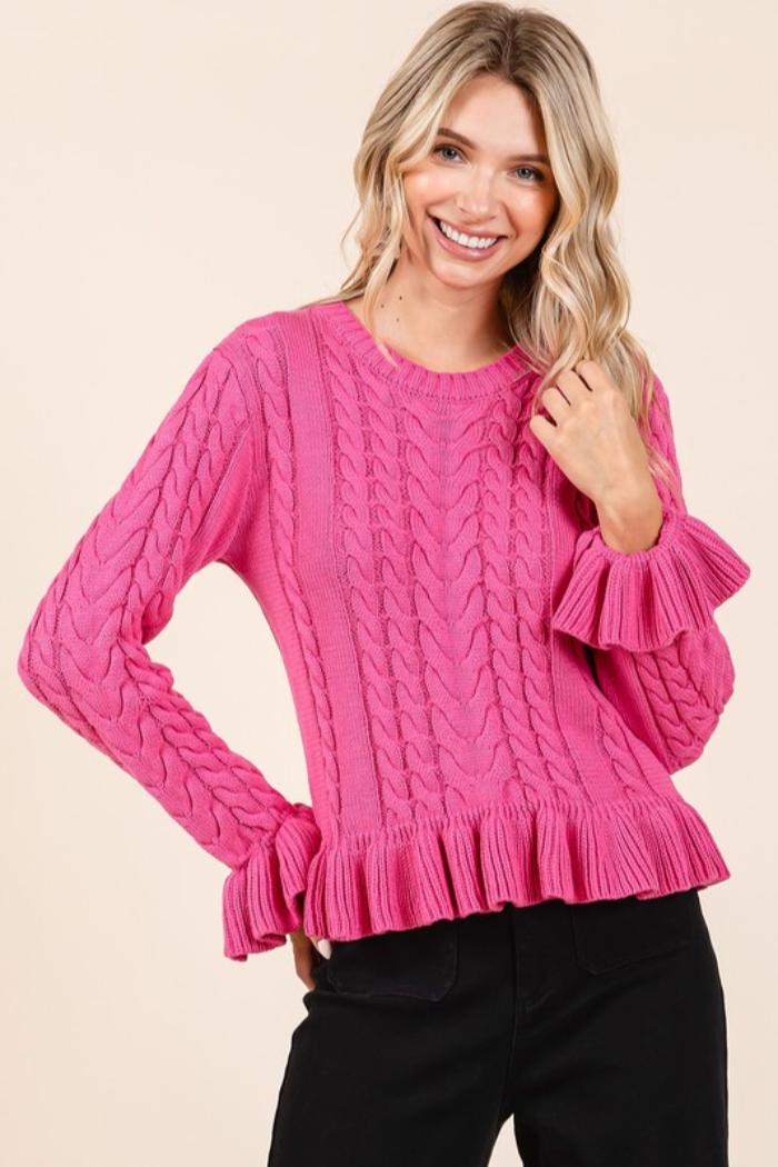 Ruffled Peplum Sweater Product Image