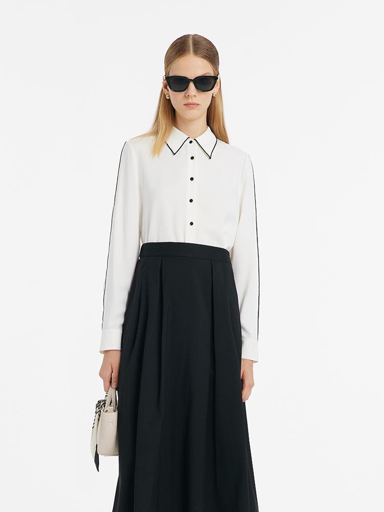 Contrast Trim Commute Women Shirt Product Image