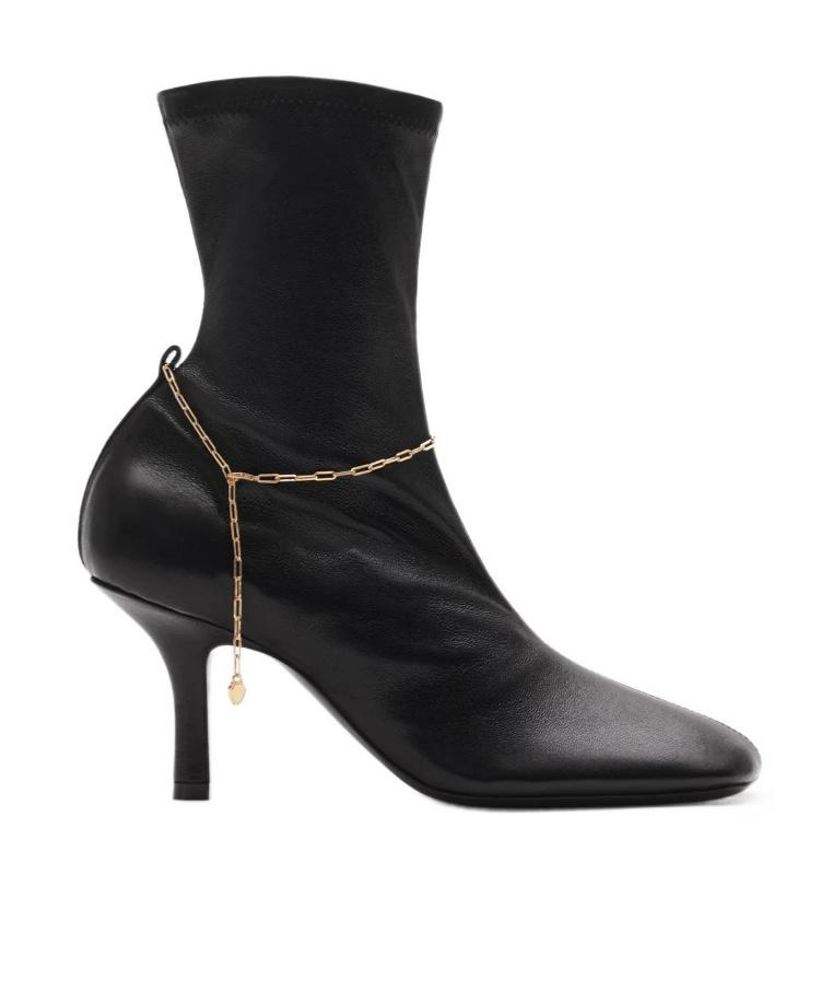BURBERRY Leather Ankle Boots Chain Detail In Black Product Image