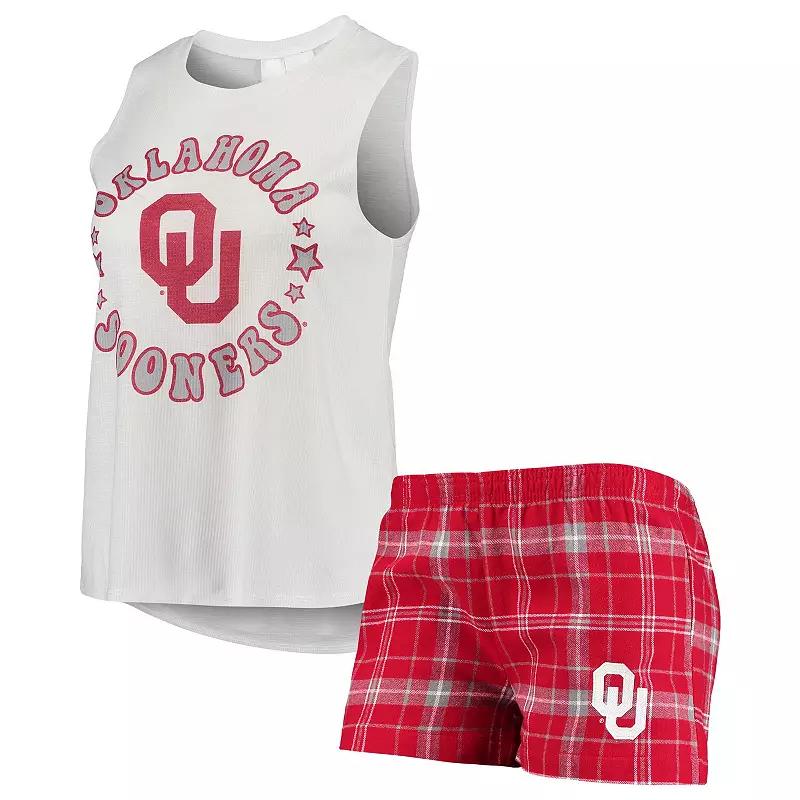 Women's Concepts Sport Crimson/White Oklahoma Sooners Ultimate Flannel Tank Top & Shorts Sleep Set, Size: Medium, Red Product Image
