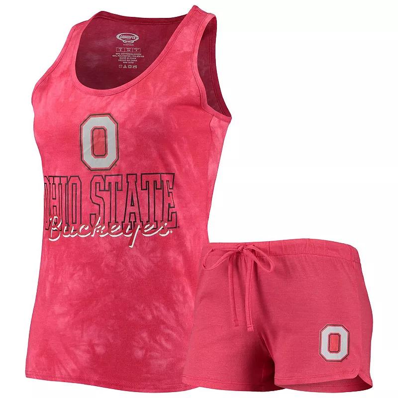 Womens Concepts Sport Scarlet Ohio State Buckeyes Billboard Tie-Dye Tank Top & Shorts Set Product Image