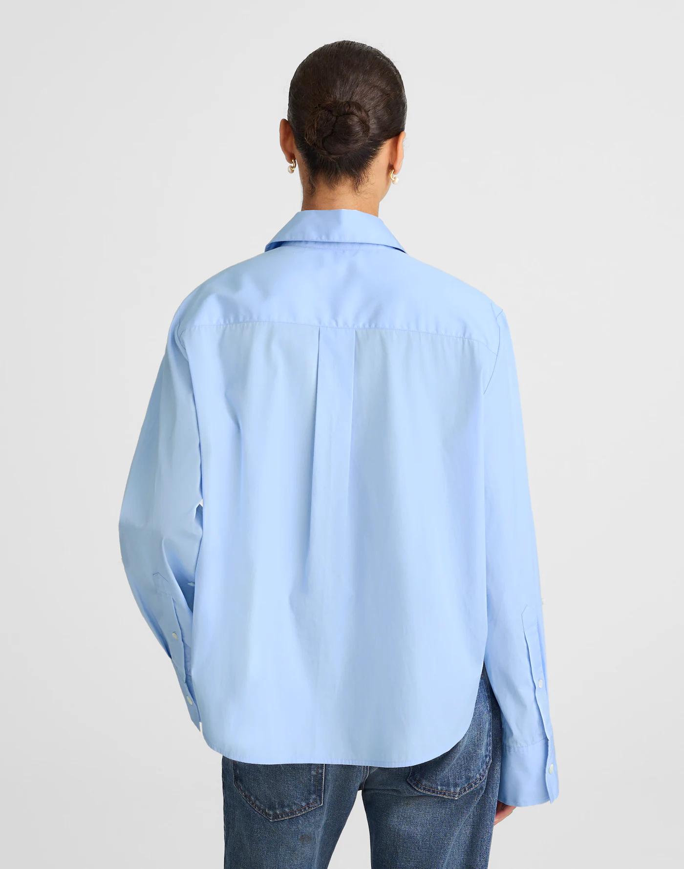 Poplin Easy Y-Neck Button-Up Shirt Product Image