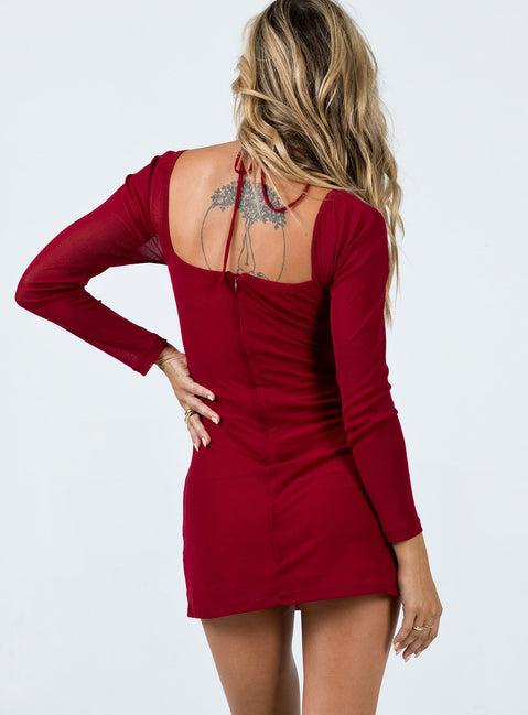 Stassie Mini Dress Burgundy Product Image