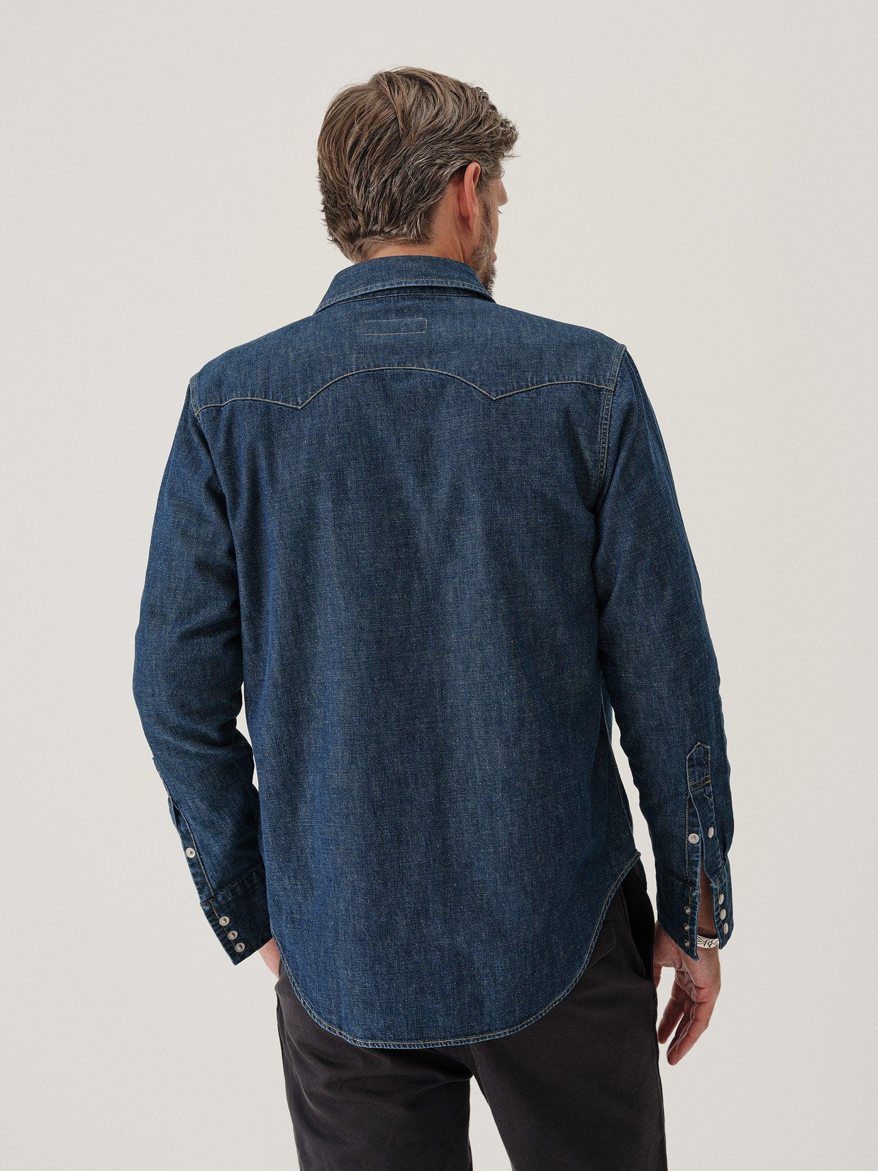 D033 Nep Denim Point Rider Western Shirt Product Image
