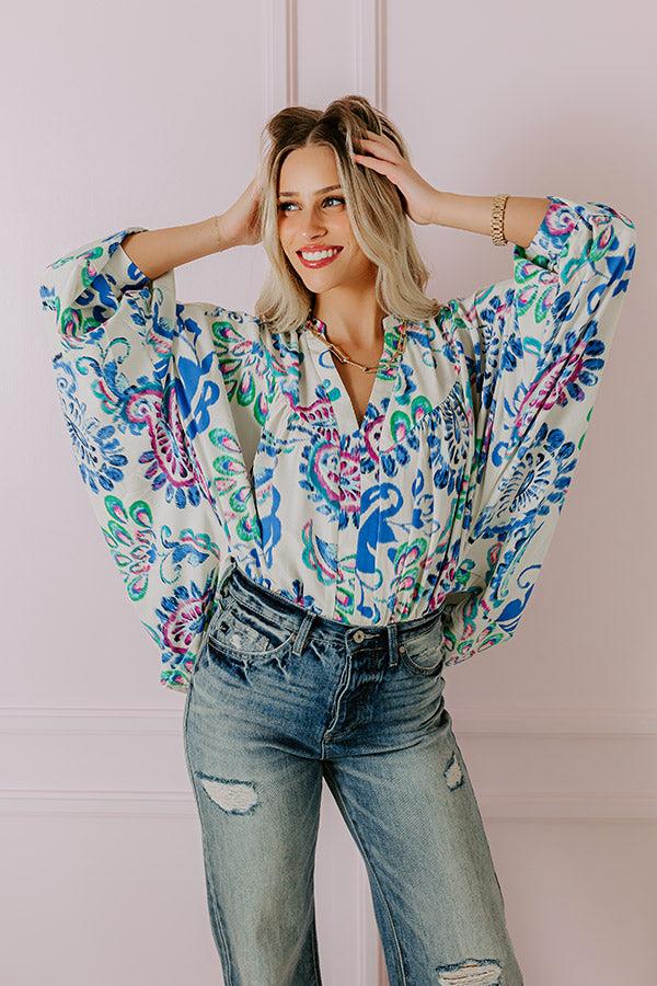 Cocktail Hour Floral Bodysuit in Blue Product Image
