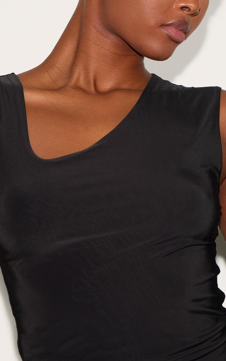 Black Slinky Asymmetric Detail Longline Vest Top Product Image