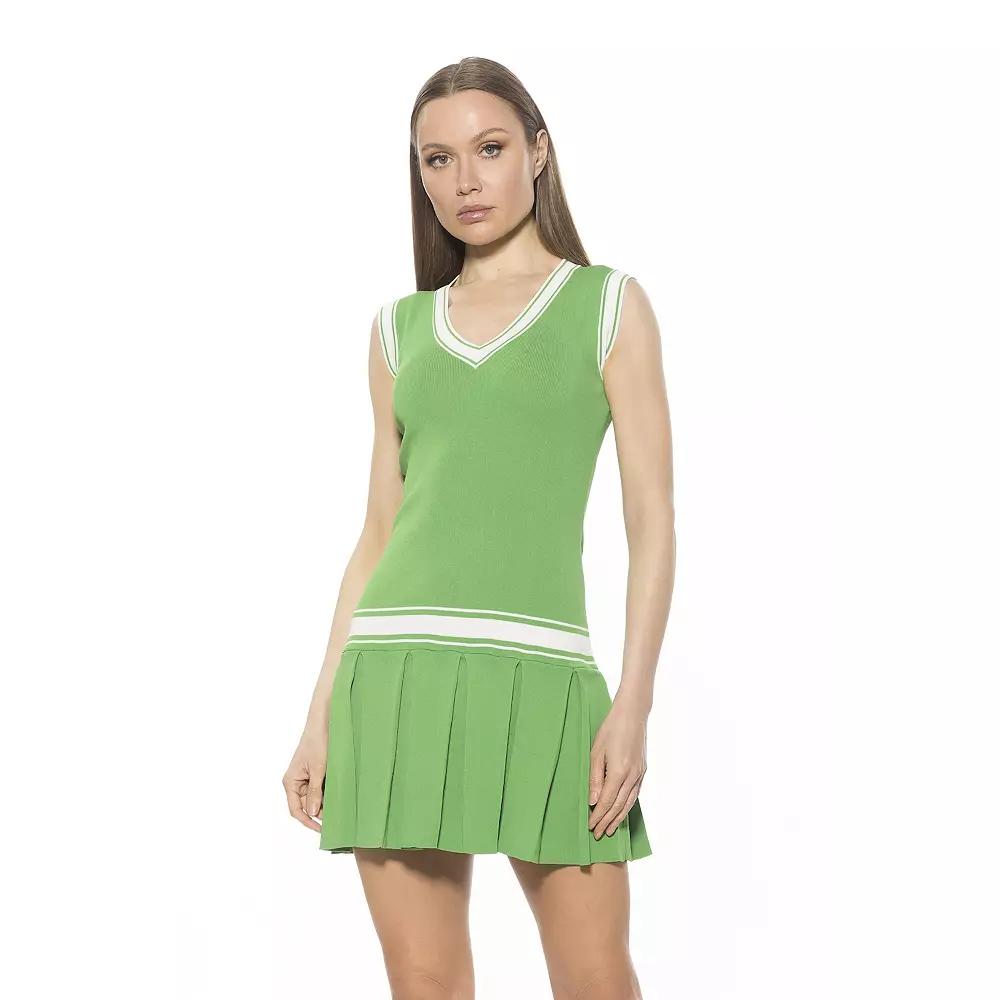Women's ALEXIA ADMOR Venus V-Neck Dropped Waist Knit Tennis Dress,  Product Image