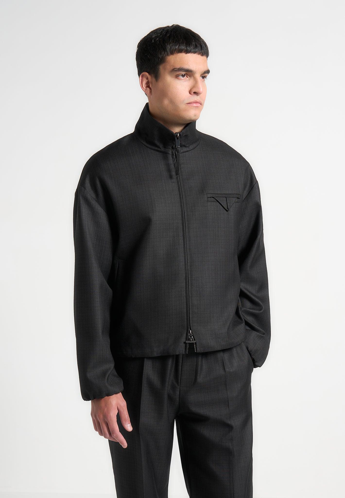 Tailored Funnel Neck Jacket - Black Male Product Image