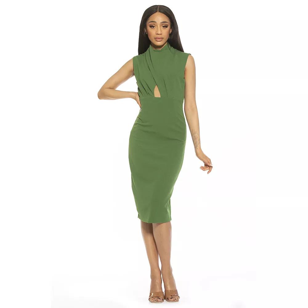Women's ALEXIA ADMOR Elouise Draped Bodice Cutout Sheath Dress, Size: XS, Green Product Image