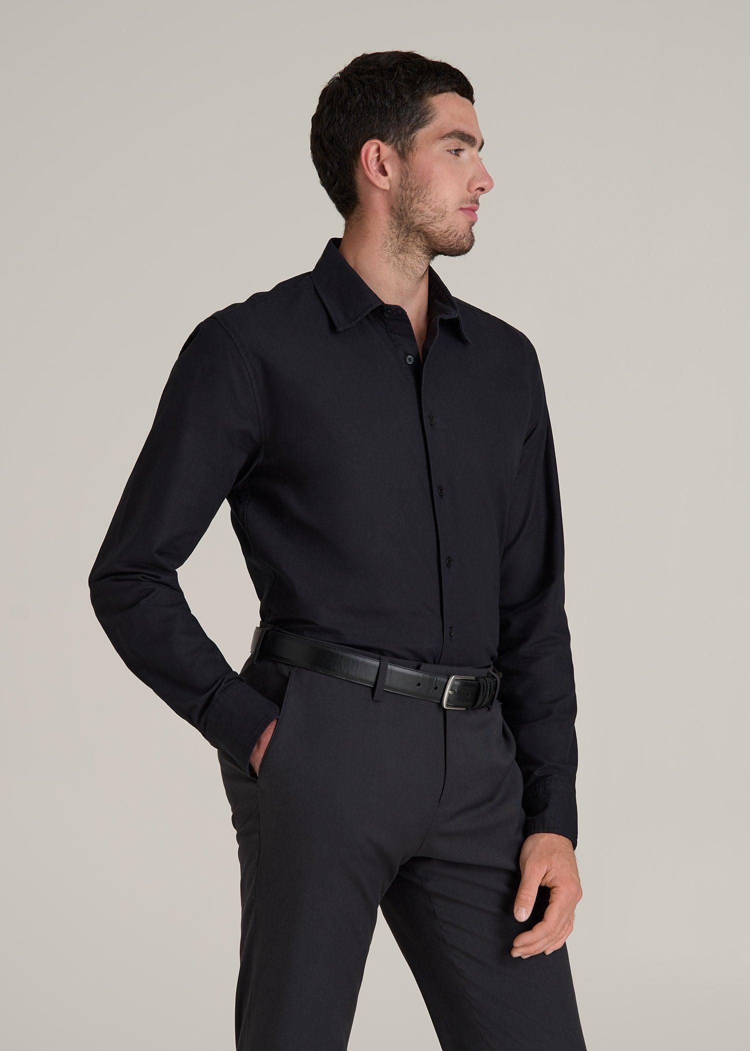 Pinpoint Oxford Shirt for Tall Men in Black Male Product Image