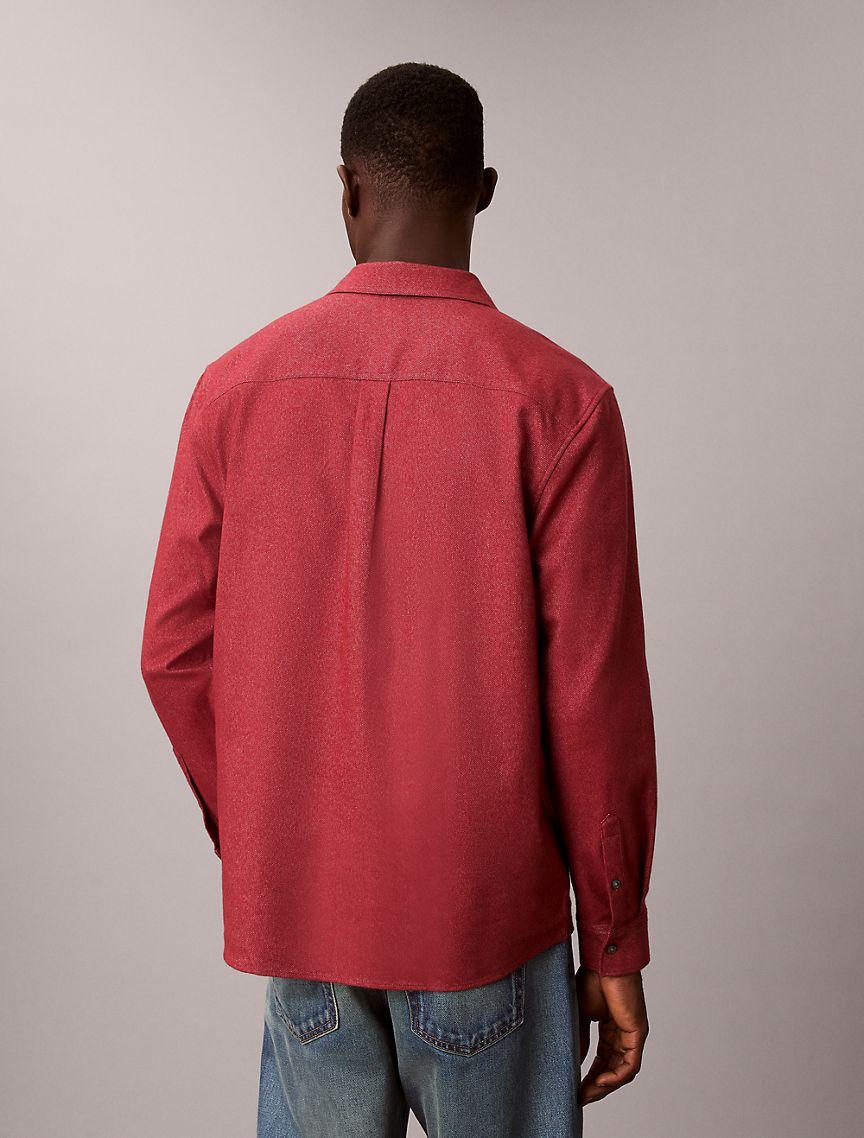 Melange Flannel Relaxed Button-Down Shirt Product Image