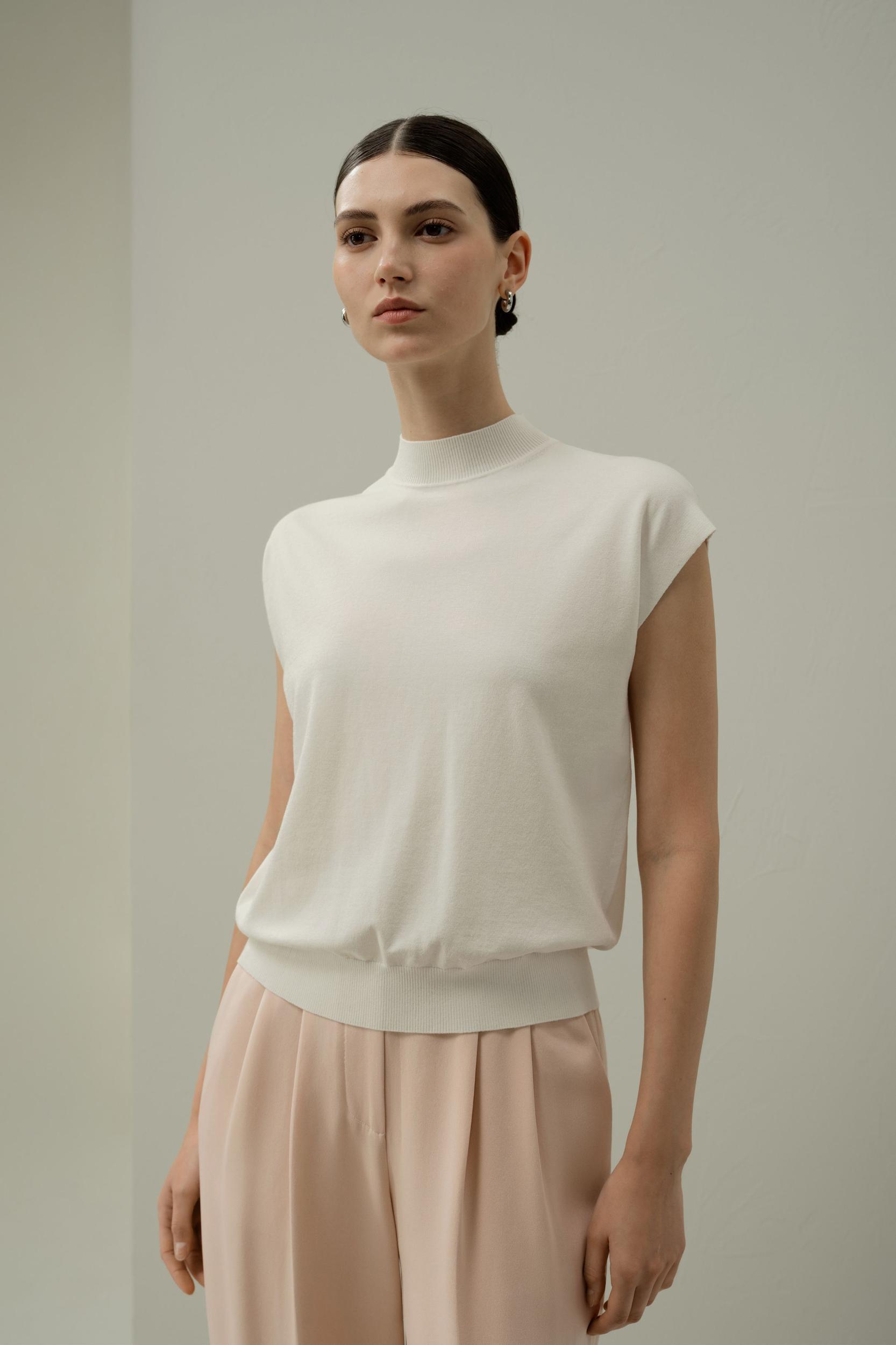 Mockneck Silk Cotton Blend Top Product Image