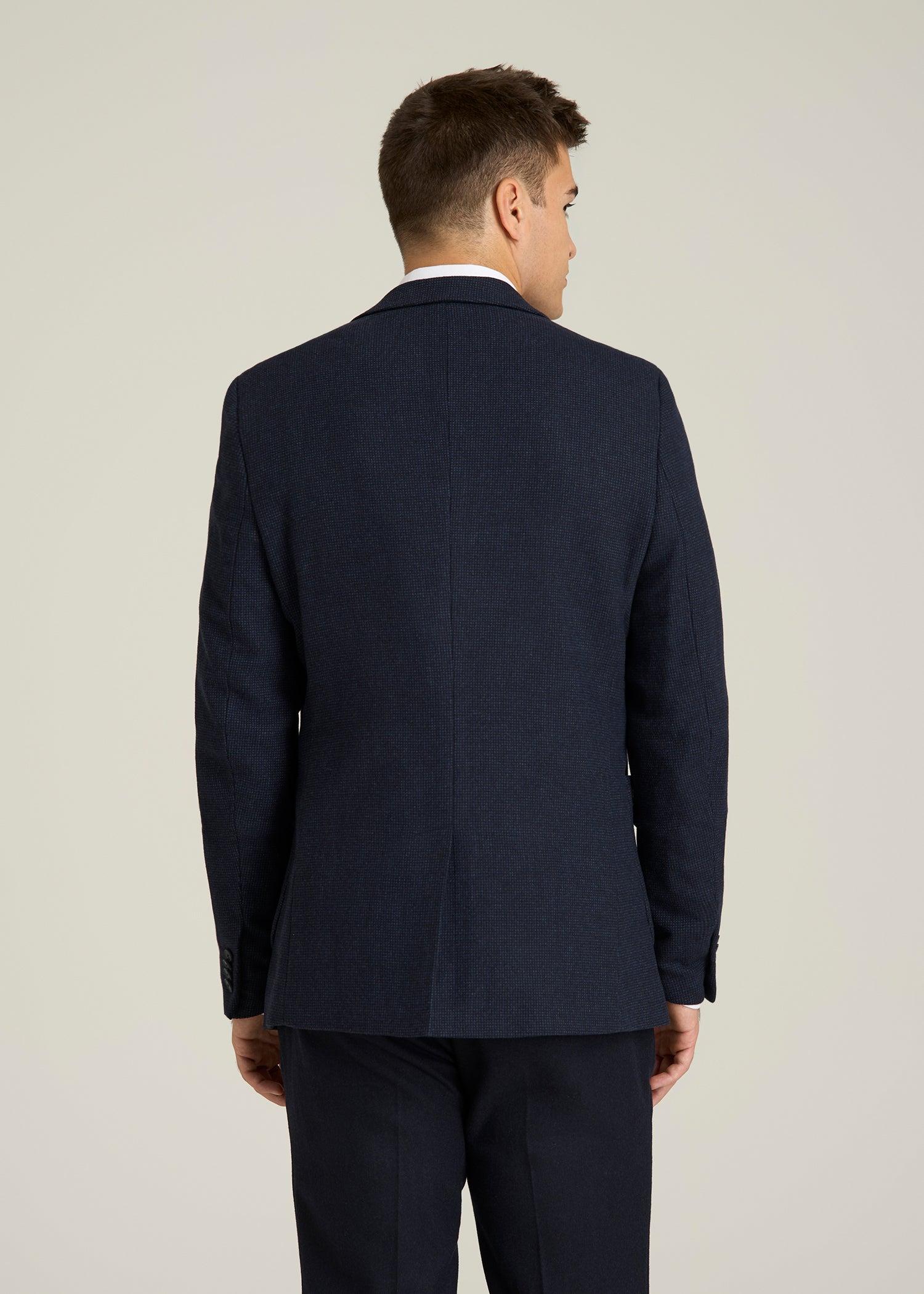 Wool Blend Blazer for Tall Men in Blue Birdseye Male Product Image