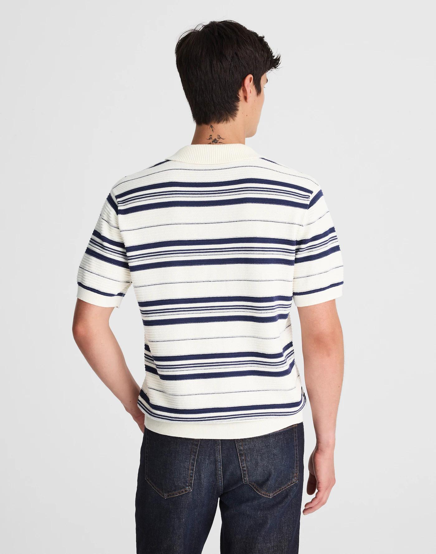 Striped Johnny-Collar Sweater Polo Product Image