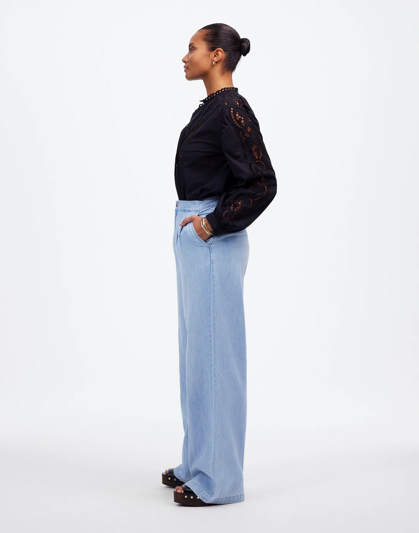 The Curvy Harlow Wide-Leg Denim Trouser in Noll Wash: Airy Denim Edition Product Image