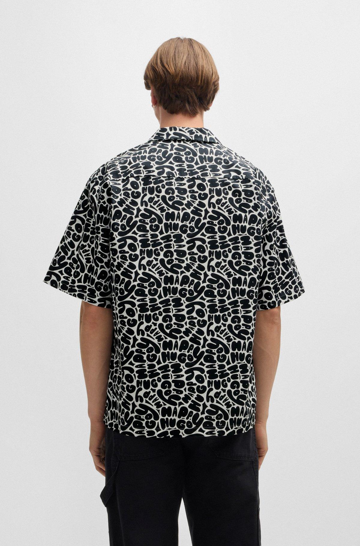 Oversize-fit shirt in seasonal-print cotton Product Image