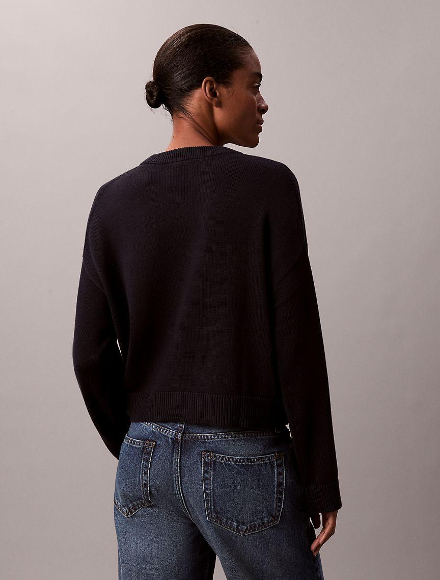 Smooth Cotton Relaxed Monogram Sweater Product Image