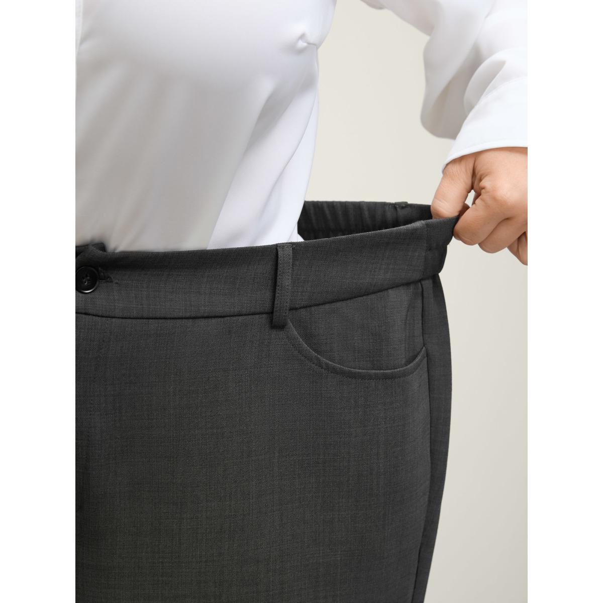 Plus Size Stretch Woven Micro Flare Pants Women DimGray Office Bodycon Mid Rise Office Pants BloomChic 14-16/1X Product Image