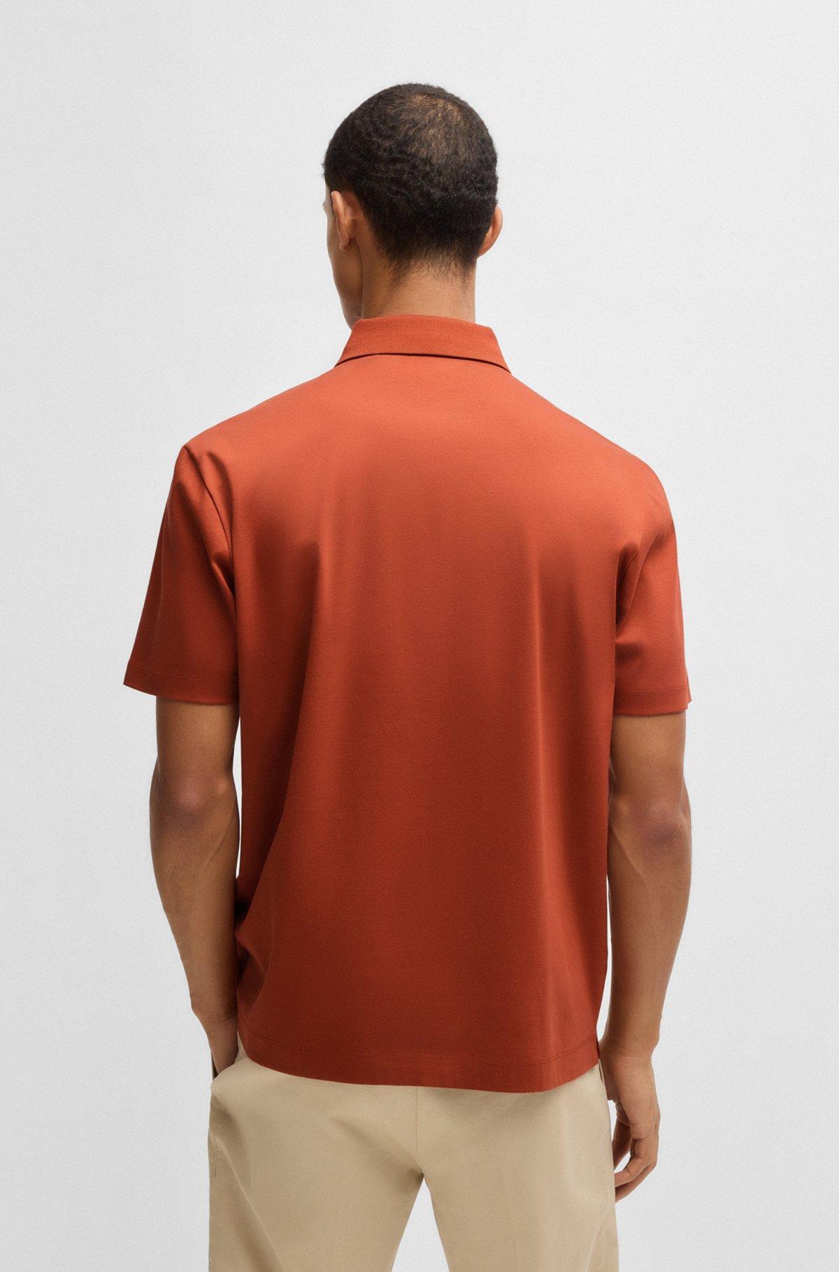 BOSS - Mercerized-cotton polo shirt with double monogram - Dark Orange Product Image